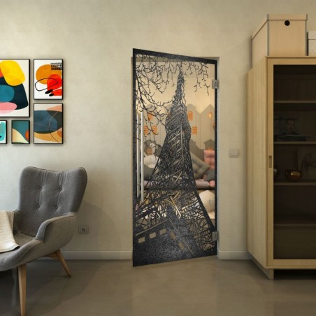 Pendeltür - Fineprint Model 132 Schwarz auf Klarglas