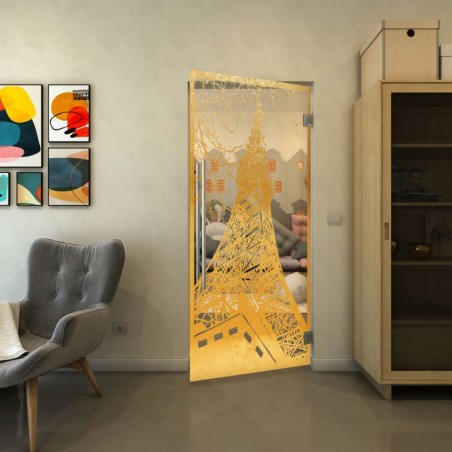 Pendeltür - Fineprint Model 132 Gold auf Klarglas