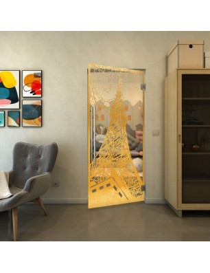 Pendeltür - Fineprint Model 132 Gold auf Klarglas