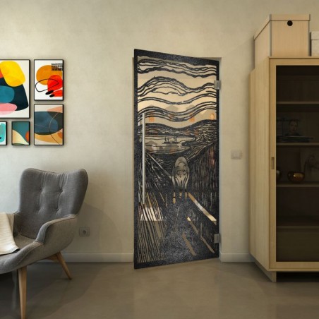 Pendeltür - Fineprint Model 133 Schwarz auf Klarglas