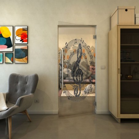 Pendeltür - Fineprint Model 134 Schwarz auf Klarglas