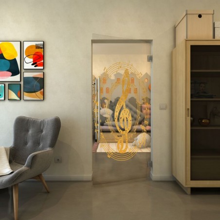 Pendeltür - Fineprint Model 134 Gold auf Klarglas