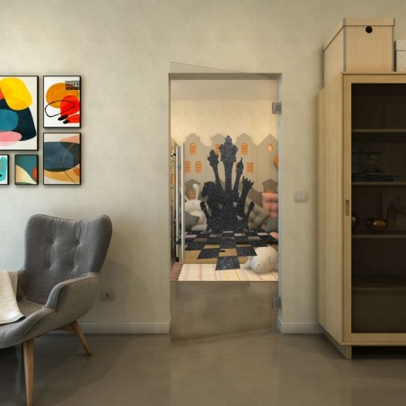 Pendeltür - Fineprint Model 136 Schwarz auf Klarglas