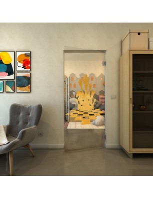 Pendeltür - Fineprint Model 136 Gold auf Klarglas