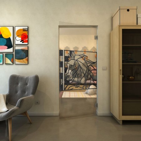 Pendeltür - Fineprint Model 137 Schwarz auf Klarglas