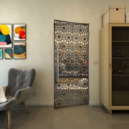 Pendeltür - Fineprint Model 143 Schwarz auf Klarglas