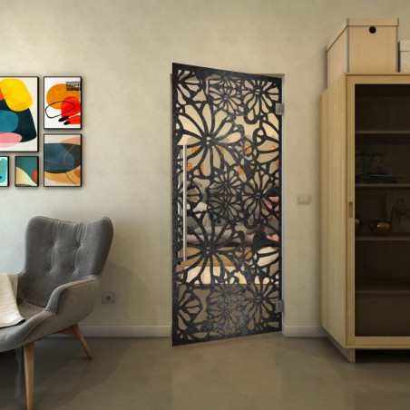 Pendeltür - Fineprint Model 145 Schwarz auf Klarglas