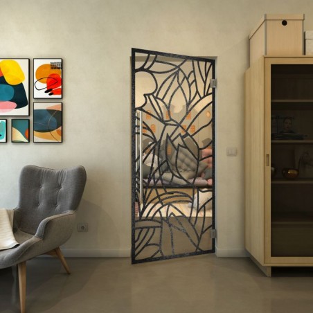 Pendeltür - Fineprint Model 148 Schwarz auf Klarglas