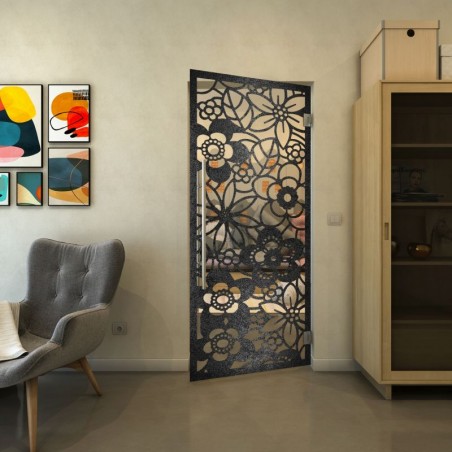 Pendeltür - Fineprint Model 149 Schwarz auf Klarglas