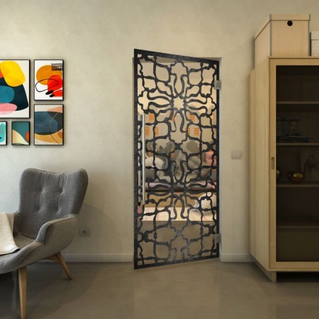 Pendeltür - Fineprint Model 150 Schwarz auf Klarglas