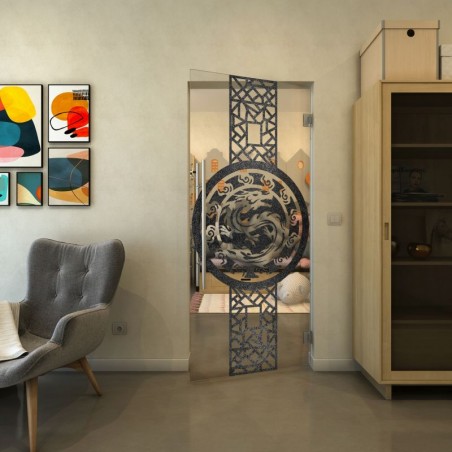 Pendeltür - Fineprint Model 151 Schwarz auf Klarglas