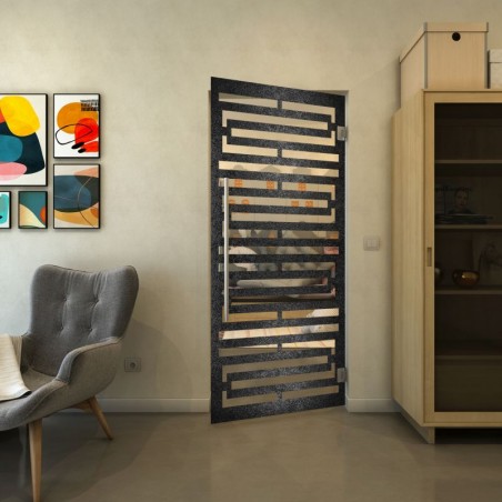 Pendeltür - Fineprint Model 153 Schwarz auf Klarglas