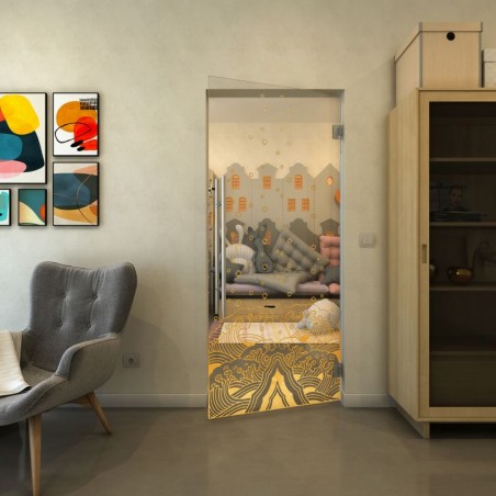 Pendeltür - Fineprint Model 155 Gold auf Klarglas