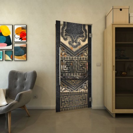 Pendeltür - Fineprint Model 156 Schwarz auf Klarglas