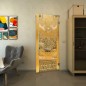Pendeltür - Fineprint Modell 156 Gold auf Klarglas Pendeltür - Fineprint Modell 156 Gold auf Klarglas