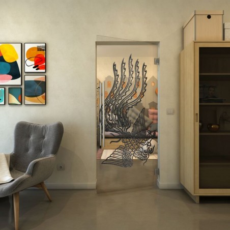 Pendeltür - Fineprint Model 157 Schwarz auf Klarglas