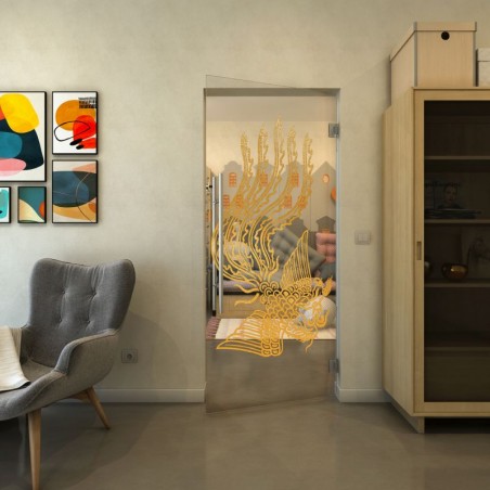 Pendeltür - Fineprint Model 157 Gold auf Klarglas