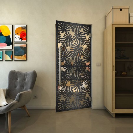 Pendeltür - Fineprint Model 158 Schwarz auf Klarglas