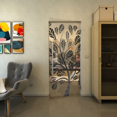 Pendeltür - Fineprint Model 159 Schwarz auf Klarglas