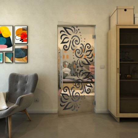 Pendeltür - Fineprint Model 163 Schwarz auf Klarglas