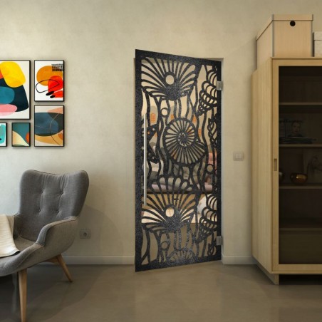 Pendeltür - Fineprint Model 165 Schwarz auf Klarglas