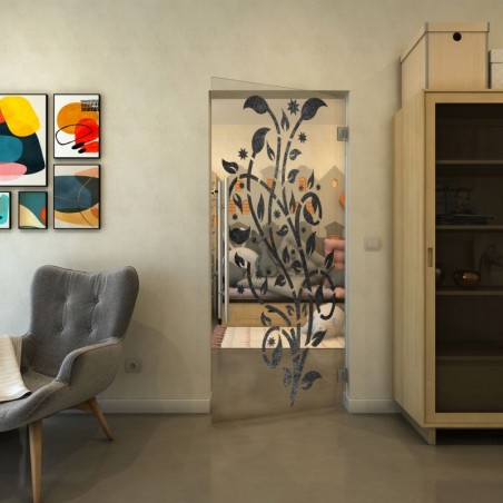 Pendeltür - Fineprint Model 166 Schwarz auf Klarglas