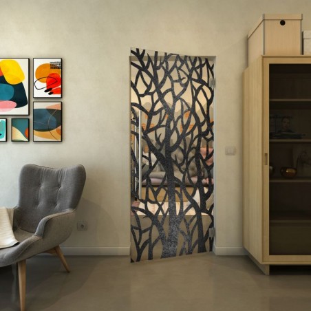 Pendeltür - Fineprint Model 167 Schwarz auf Klarglas