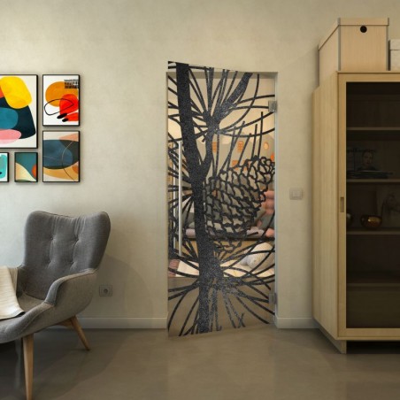 Pendeltür - Fineprint Model 169 Schwarz auf Klarglas