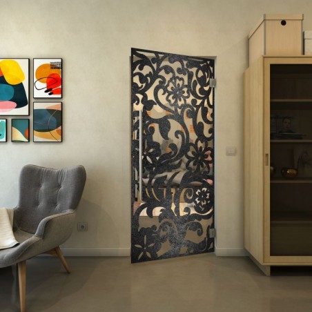 Pendeltür - Fineprint Model 170 Schwarz auf Klarglas