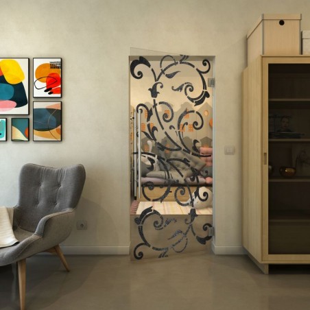 Pendeltür - Fineprint Model 171 Schwarz auf Klarglas