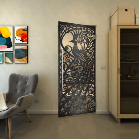 Pendeltür - Fineprint Model 172 Schwarz auf Klarglas