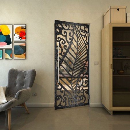 Pendeltür - Fineprint Model 173 Schwarz auf Klarglas