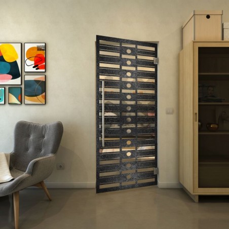 Pendeltür - Fineprint Model 174 Schwarz auf Klarglas