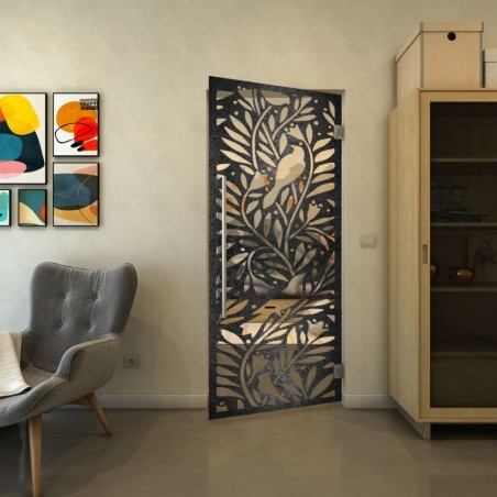 Pendeltür - Fineprint Model 177 Schwarz auf Klarglas