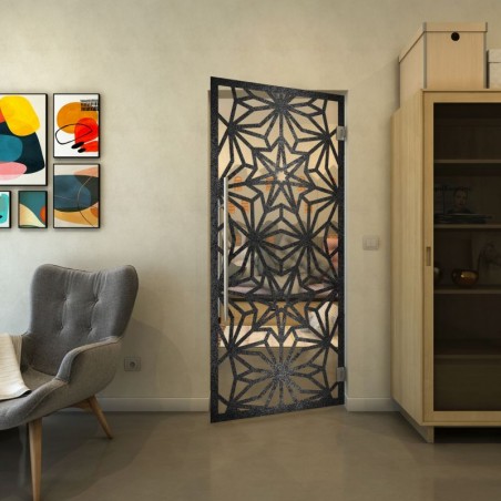 Pendeltür - Fineprint Model 178 Schwarz auf Klarglas