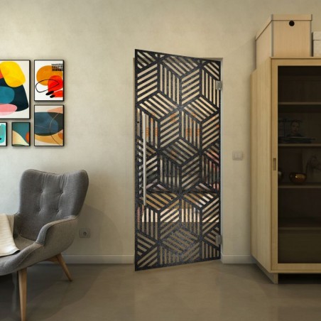 Pendeltür - Fineprint Model 179 Schwarz auf Klarglas