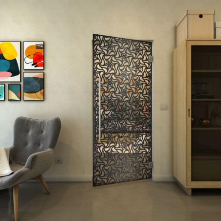 Pendeltür - Fineprint Model 180 Schwarz auf Klarglas