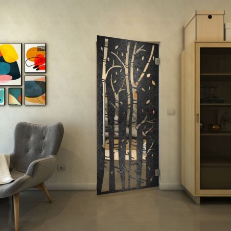 Pendeltür - Fineprint Model 182 Schwarz auf Klarglas