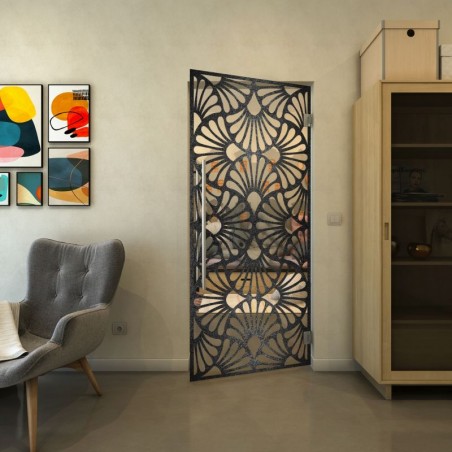 Pendeltür - Fineprint Model 183 Schwarz auf Klarglas