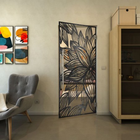 Pendeltür - Fineprint Model 184 Schwarz auf Klarglas