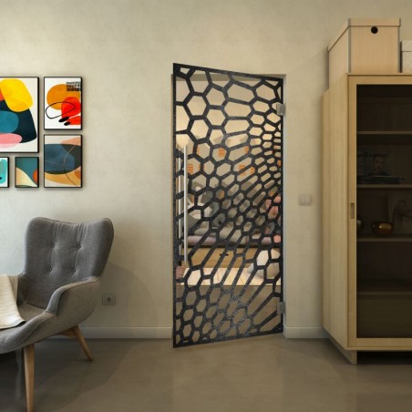 Pendeltür - Fineprint Model 186 Schwarz auf Klarglas