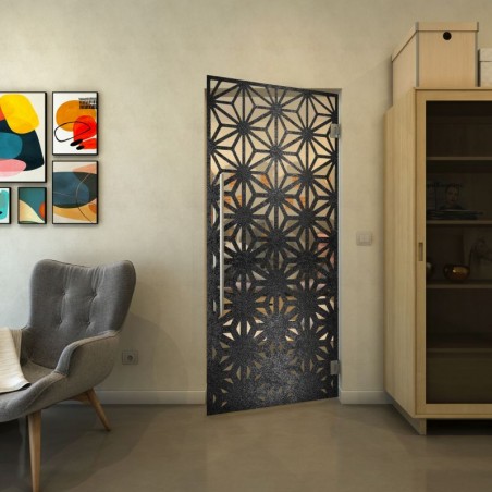 Pendeltür - Fineprint Model 187 Schwarz auf Klarglas