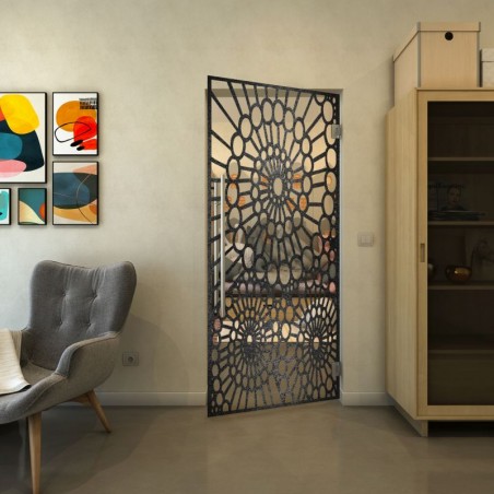 Pendeltür - Fineprint Model 188 Schwarz auf Klarglas