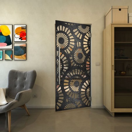 Pendeltür - Fineprint Model 191 Schwarz auf Klarglas