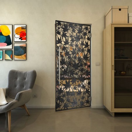 Pendeltür - Fineprint Model 192 Schwarz auf Klarglas