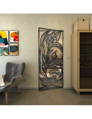 Pendeltür - Fineprint Model 196 Schwarz auf Klarglas