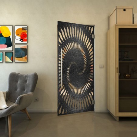 Pendeltür - Fineprint Model 197 Schwarz auf Klarglas