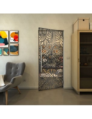 Pendeltür - Fineprint Model 201 Schwarz auf Klarglas