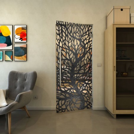 Pendeltür - Fineprint Model 202 Schwarz auf Klarglas