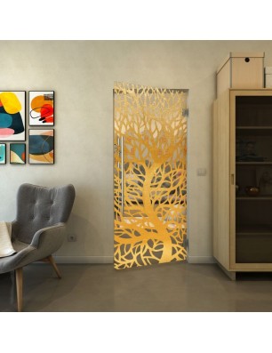 Pendeltür - Fineprint Model 202 Gold auf Klarglas